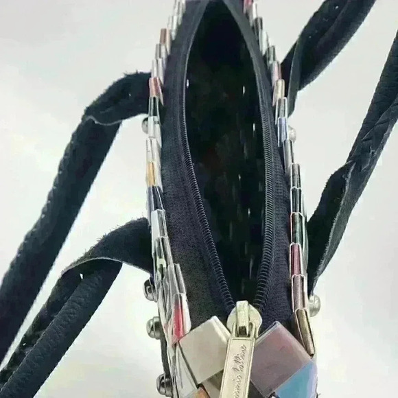 Cosmic Bobbins Vintage Y2K Upcycled "Wrapper" Large Hand Bag with Leather Straps - Picture 7 of 11